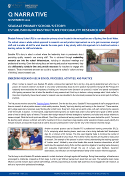 Q Narrative: "Seadale Primary School's Story: Establishing infrastructure for quality research use"