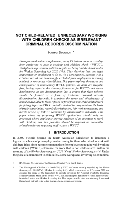 Not Child-Related: Unnecessary Working with Children Checks as Irrelevant Criminal Records Discrimination