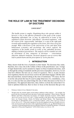 The Role of Law in the Treatment Decisions of Doctors