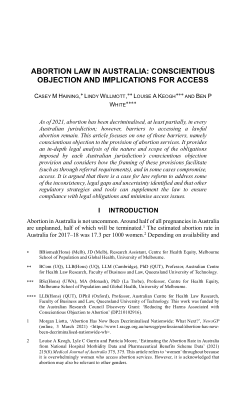 Abortion Law in Australia: Conscientious Objection and Implications for Access