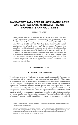 Mandatory Data Breach Notification Laws and Australian Health Data Privacy: Fragments and Fault Lines
