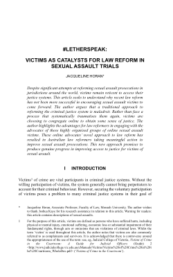 #LetHerSpeak: Victims as Catalysts for Law Reform in Sexual Assault Trials