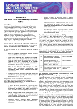 Faith-based communities and family violence in Victoria