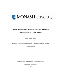 Exploring the Personal and Professional Experiences of Men Early Childhood Teachers in Victoria, Australia