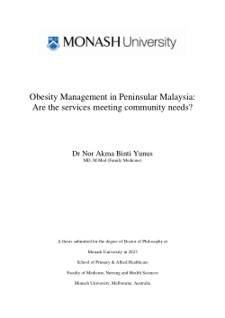 Obesity Management in Peninsular Malaysia: Are the services meeting community needs?