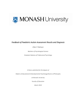 Feedback of Paediatric Autism Assessment Results and Diagnosis