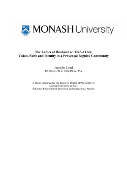 The Ladies of Roubaud (c. 1245–1414): Vision, Faith and Identity in a Provençal Beguine Community