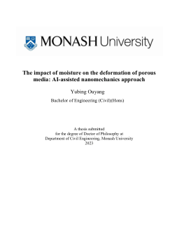 The impact of moisture on the deformation of porous media: AI-assisted nanomechanics approach