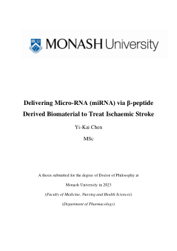Delivering Micro-RNA (miRNA) via β-peptide Derived Biomaterial to Treat Ischemic Stroke
