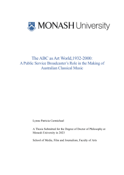 The ABC as Art World,1932-2000:  A Public Service Broadcaster’s Role in the Making of Australian Classical Music