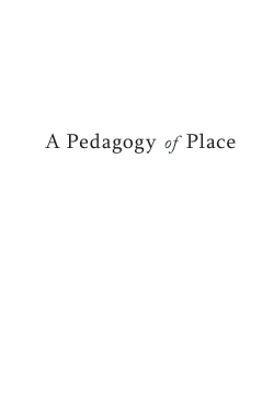 A Pedagogy of Place