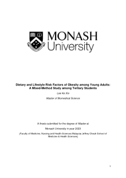 Dietary and Lifestyle Risk Factors of Obesity among Young Adults: A Mixed-Method Study among Tertiary Students