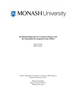 The Relationship between Corporate Purpose and the Sustainable Development Goals (SDGs)