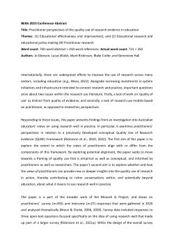 British Educational Research Association Annual Conference 2023 - "Practitioner perspectives of the quality of use of research evidence in education"