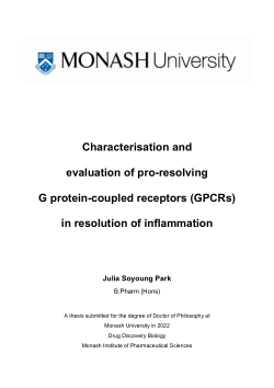 Characterisation and evaluation of pro-resolving G protein-coupled receptors (GPCRs) in resolution of inflammation