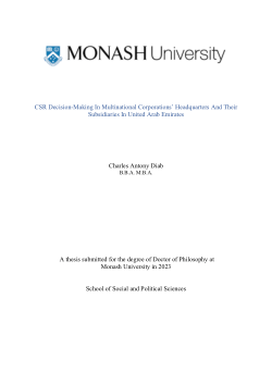 CSR Decision-Making In Multinational Corporations’ Headquarters And Their Subsidiaries In United Arab Emirates