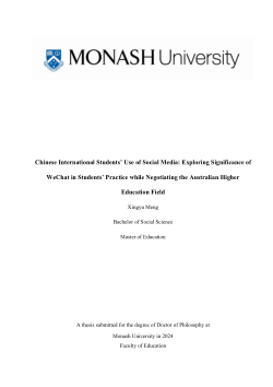 Chinese International Students’ Use of Social Media: Exploring Significance of WeChat in Students’ Practice while Negotiating the Australian Higher Education Field