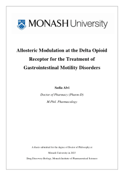 Allosteric Modulation at the Delta Opioid Receptor for the Treatment of Gastrointestinal Motility Disorders