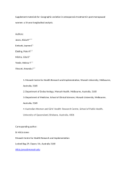 Supplement materials for: Geographic variation in osteoporosis treatment in post-menopausal women: a 15-year longitudinal analysis.