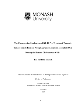 The Comparative Mechanism of KP-10 Pre-Treatment Towards Temozolomide Induced Autophagy and Apoptosis Mediated DNA Damage in Human Glioblastoma Cells.
