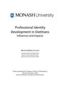 Professional Identity Development in Dietitians - Influences and Impacts