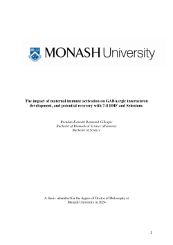 The impact of maternal immune activation on GABAergic interneuron development, and potential recovery with 7-8 DHF and Selenium.