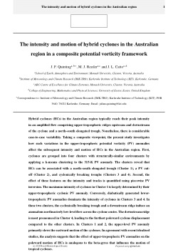 The intensity and motion of hybrid cyclones in the Australian region in a composite potential vorticity framework