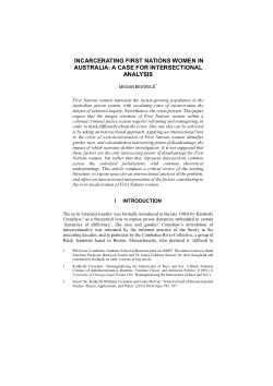 Incarcerating First Nations Women in Australia: A Case for Intersectional Analysis