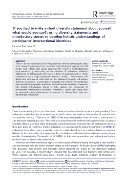 ‘If you had to write a short diversity statement about yourself, what would you say?’: using diversity statements and introductory stories to develop holistic understandings of participants’ intersectional identities