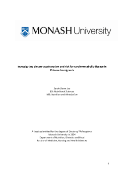 Investigating dietary acculturation and risk for cardiometabolic disease in Chinese Immigrants