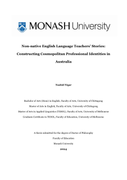Non-native English Language Teachers’ Stories: Constructing Cosmopolitan Professional Identities in Australia