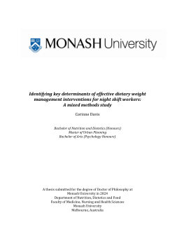 Identifying key determinants of effective dietary weight management interventions for night shift workers: A mixed methods study