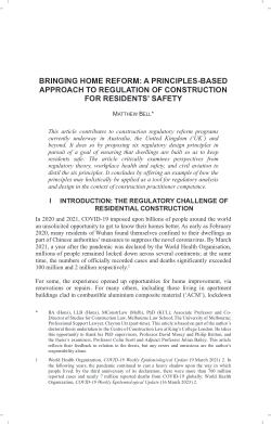 Bringing Home Reform: A Principles-Based Approach to Regulation of Construction for Residents' Safety