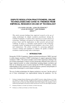 Dispute Resolution Practitioners Online Technologies and COVID-19: Findings from Empirical Research on Use of Technology