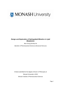 Design and Exploration of Sphingolipid Mimetics in Lipid Metabolism