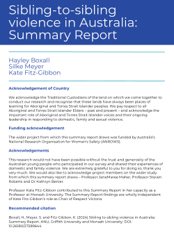 Sibling to sibling violence in Australia: summary report