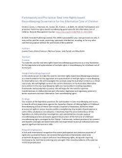 Participatory and Pro-active: Real-time Rights-based Recordkeeping Governance for the Alternative Care of Children