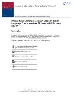 Intercultural communication in second/foreign language education over 67 years: A bibliometric review