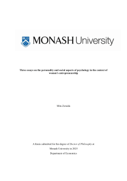 Three essays on the personality and social aspects of psychology in the context of women's entrepreneurship
