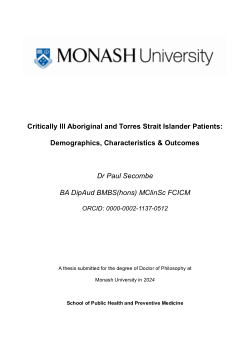 Indigenous Critical Care: Demographics, Characteristics & Outcomes of Aboriginal and Torres Strait Islander Patients in ICU