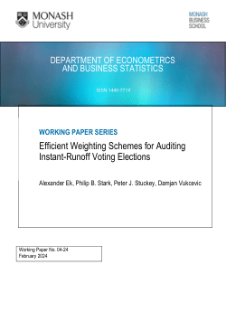 Efficient Weighting Schemes for Auditing Instant-Runoff Voting Elections