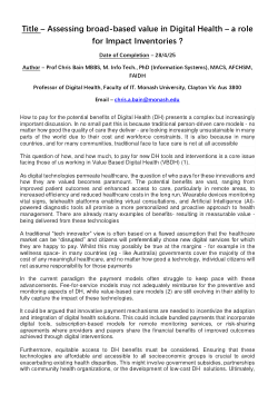 Assessing broad-based value in Digital Health – a role for Impact Inventories ?