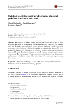 Statistical models for unobtrusively detecting abnormal periods of inactivity in older adults