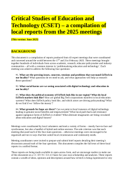 Critical Studies of Education and Technology (CSET) - a compilation of local reports from the 2025 meetings