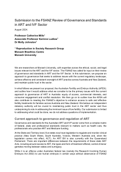 Submission to the FSANZ Review of Governance and Standards in ART and IVF Sector