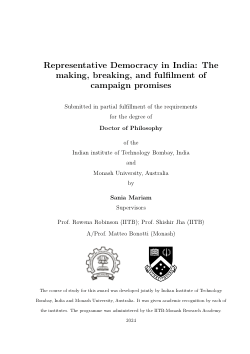 Representative Democracy in India: The making, breaking, and fulﬁlment of campaign promises