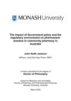 The impact of Government policy and the regulatory environment on pharmacists’ practice in community pharmacy in Australia