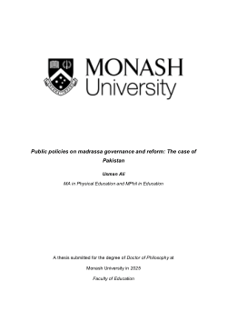 Public policies on madrassa governance and reform: The Case of Pakistan