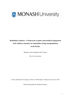 Rethinking resilience: A framework to guide contextualised engagement with resilience dynamics in communities facing marginalisation in the Pacific.