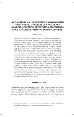 Are Australian Universities Engaging with Their Annual Freedom of Speech and Academic Freedom Attestation Statements so as to Achieve Their Intended Purposes?